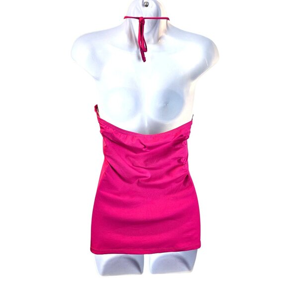 Aqua Eve Womens Halter Tankini Bandeau Swimsuit Two-Piece Set Size Large Pink - Picture 6 of 10